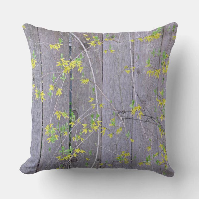 Coussin Barrière avec le forsythia (Recto)