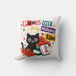 Coussin Bas les pattes de mes tuiles de Mahjong Chat Noir