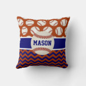 Coussin Base-ball rouge de bleu marine (Verso)