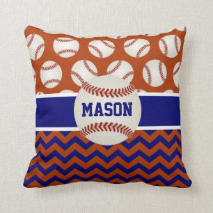 Coussin Base-ball rouge de bleu marine