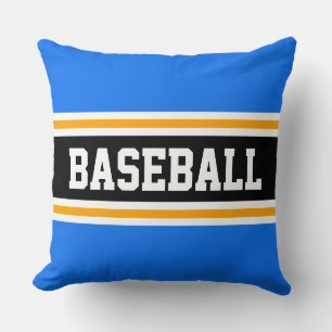 Coussin BASEBALL amusant Bleu clair noir rayures athlétiqu
