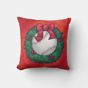 Coussin Baseball en couronne rouge