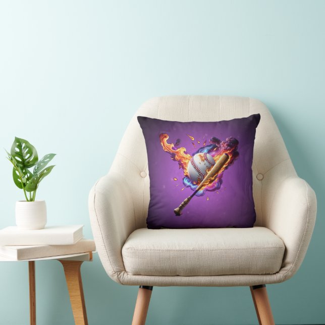 Coussin Baseball en feu. (Chaise)