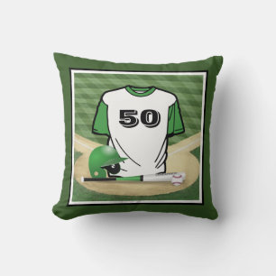 Coussin Baseball Field Green Jersey Numéro personnalisé