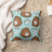 Coussin Baseball Glove Ball & Boy Nom Motif Sport Thème (Couverture)