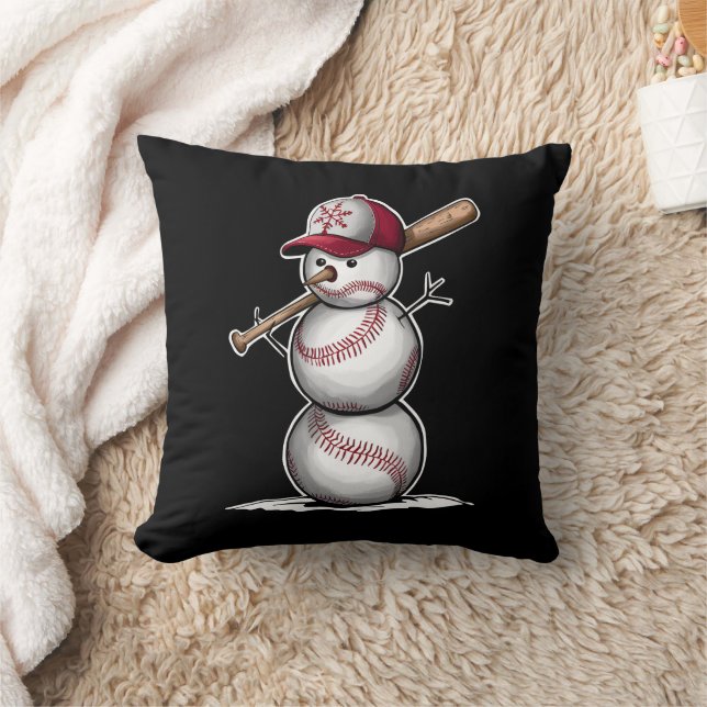 Coussin Baseball Snowman Balls Neige Noël Noël Noël cadeau (Couverture)