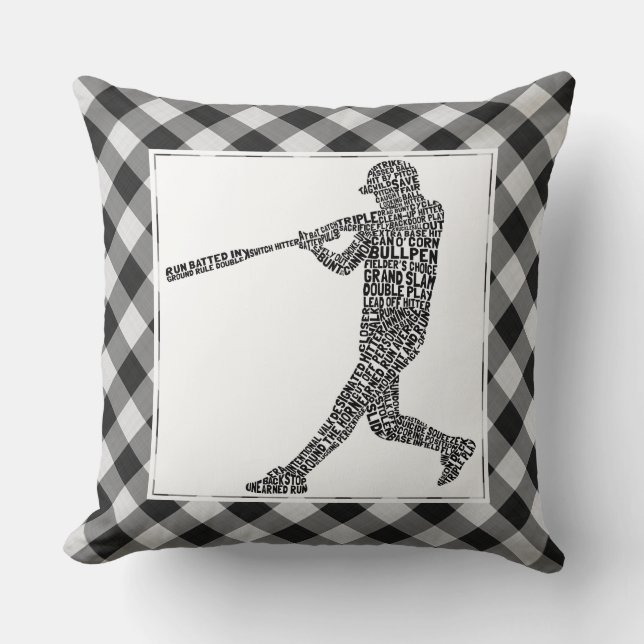 Coussin Baseball Softball Player Word Art (Recto)