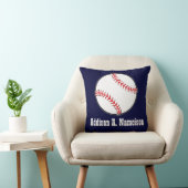 Coussin Baseball sur bleu marine Nom des garçons de la sal (Chaise)