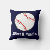Coussin Baseball sur bleu marine Nom des garçons de la sal (Verso)