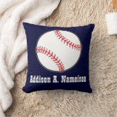 Coussin Baseball sur fond bleu marine Nom Garçons salle d (Couverture)