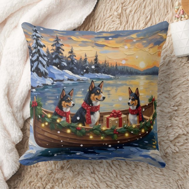 Coussin Basenji Christmas Boat Holiday (Couverture)