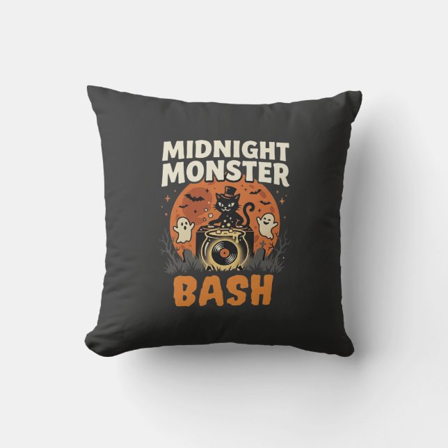 Coussin Bash de monstres de minuit d'Halloween (Recto)
