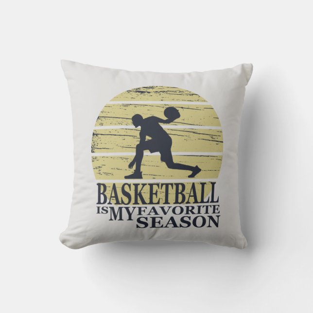 Coussin basket-ball ma saison préférée rétro coucher de so (Recto)