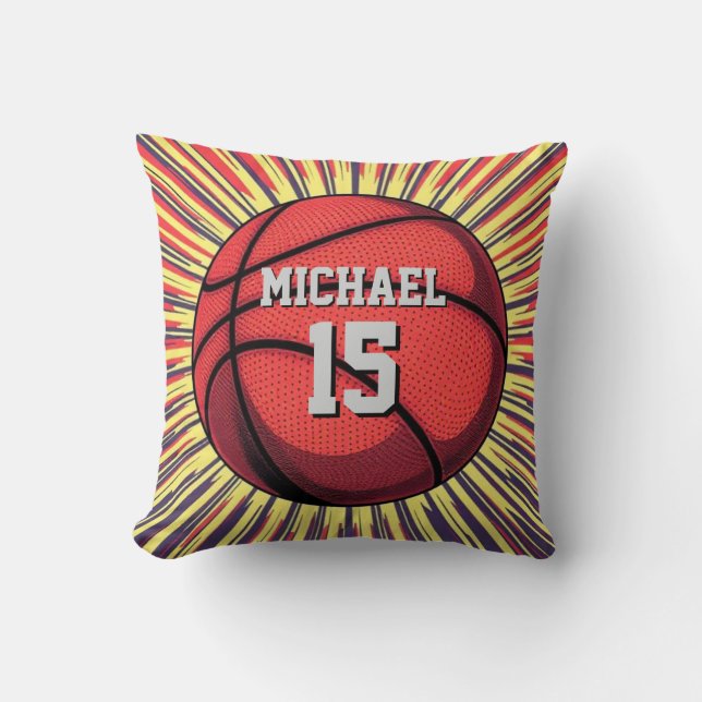 Coussin Basket-ball Votre nom Pop Art (Recto)