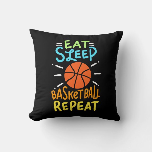 Coussin Basketball - Manger Sommeil Basketball Répéter (Recto)