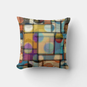 Coussin Basse bâtisse en poly pixel, motif géométrique.