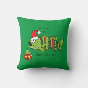Coussin Basse de Noël amusant Pêche Poisson Cute Cartoon