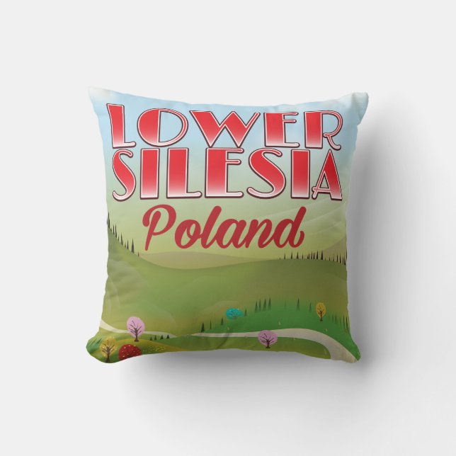 Coussin Basse Silésie affiche de voyage en Pologne (Recto)