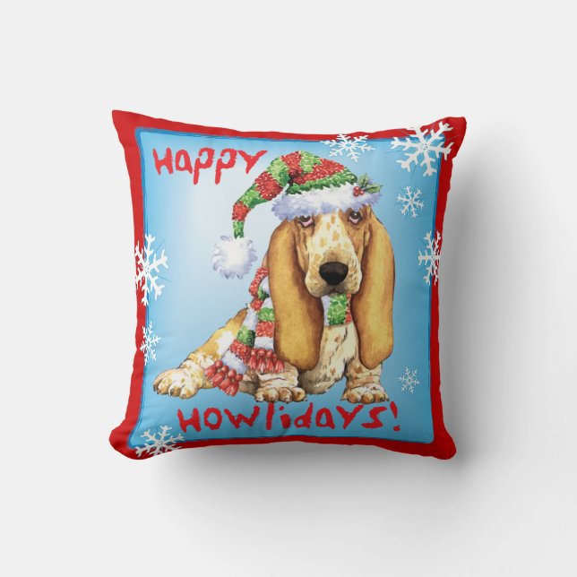 Coussin Basset heureux de Howliday (Recto)