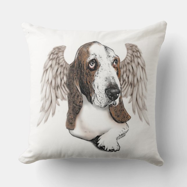 Coussin Basset Hound angélique (Recto)