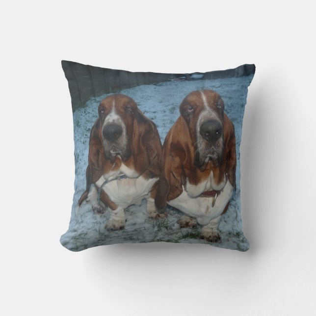 Coussin Basset Hound Brothers (Recto)
