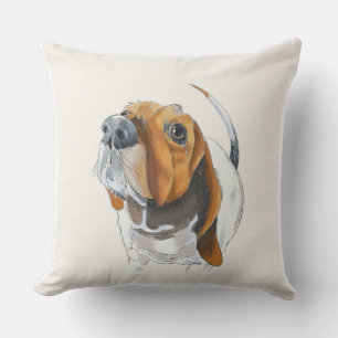 Coussin Basset Hound Face mignonne et amable  Love Bassett