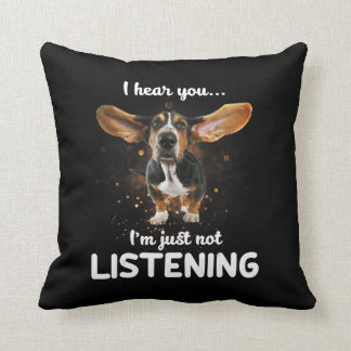 Coussin basset hound je vous entends ne pas écouter