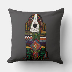 Coussin Basset Hound love pewter