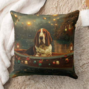 Coussin Basset Hound Noël Festive Voyage