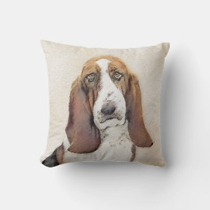 Coussin Basset Hound Peinture - Cute Original Chien Art