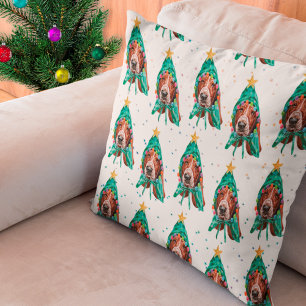 Coussin Basset Hound race Chien Motif Stars Noël