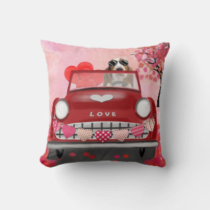 Coussin Basset Hound voiture avec les coeurs Valentine's