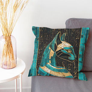 Coussin Bastet, déesse chatte égyptienne - Art mosaïque