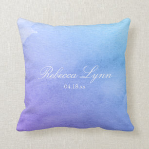 Coussin Bat mitzvah d'aquarelle violet et Turquoise