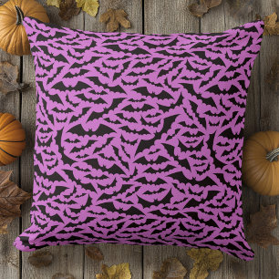 Coussin Bat motif violet noir Halloween