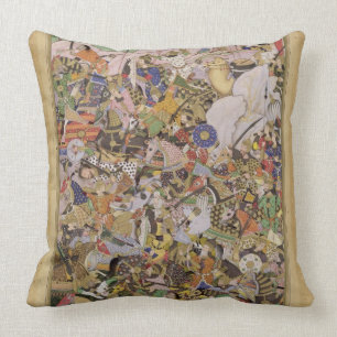 Coussin Bataille de Bundi, de l'Akbarnama, c.1590 (gouac