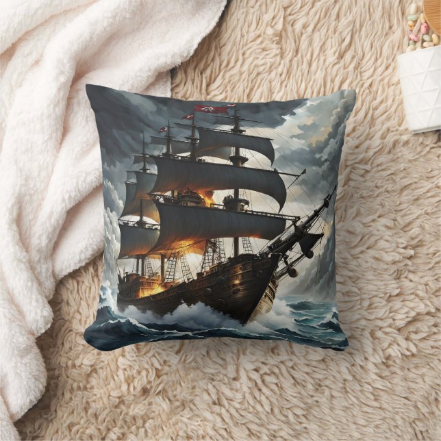 Coussin Bataille de pirates assaut des mers tempétueuses à (Couverture)