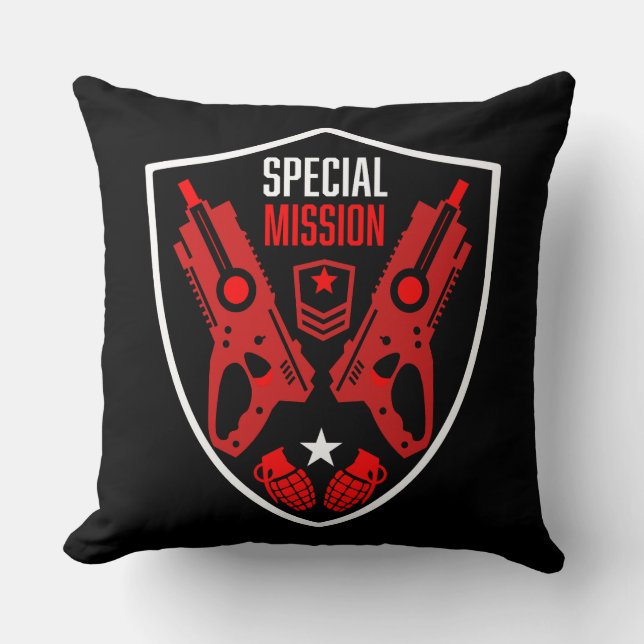 Coussin Bataille de pistolet à fléchettes pour garçons (Recto)
