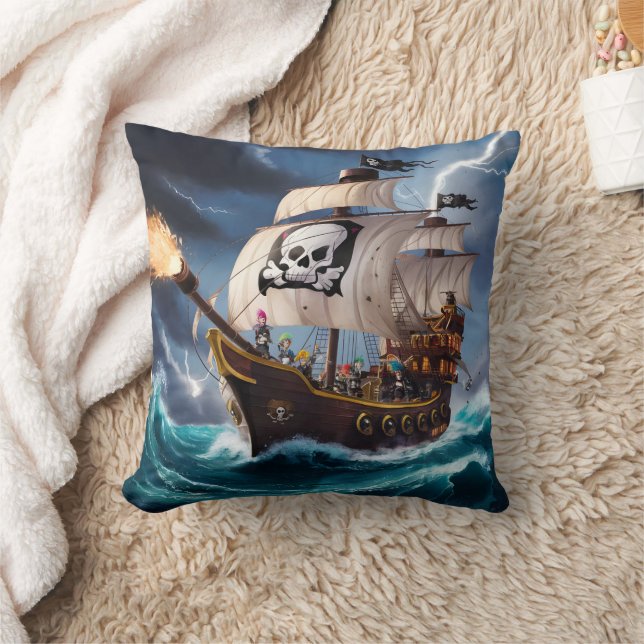 Coussin Batailles de navires pirates Mer tempétueuse (Couverture)
