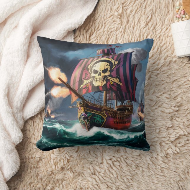 Coussin Batailles effrayantes de navires pirates sur les m (Couverture)