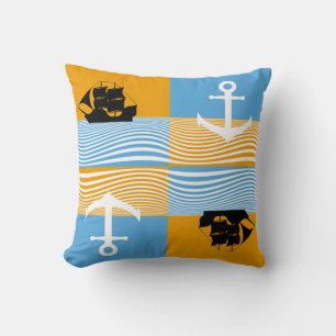 Coussin Bateau à voile et motif d'ancre