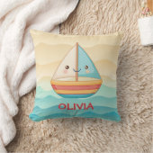 Coussin Bateau à voile nautique coloré mignon (Couverture)