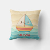 Coussin Bateau à voile nautique coloré mignon (Verso)