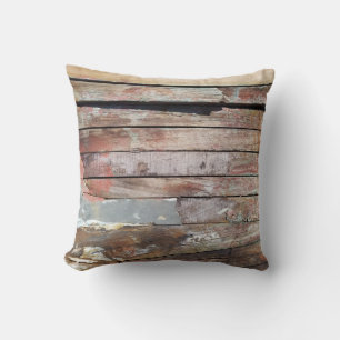 Coussin Bateau à voile rustique en planches de bois nautiq