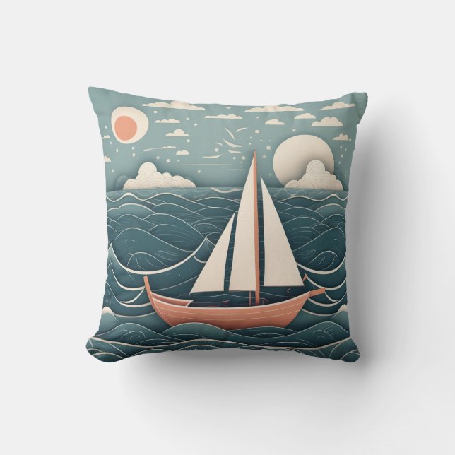 Coussin Bateau À Voile Sur L'Océan (Recto)