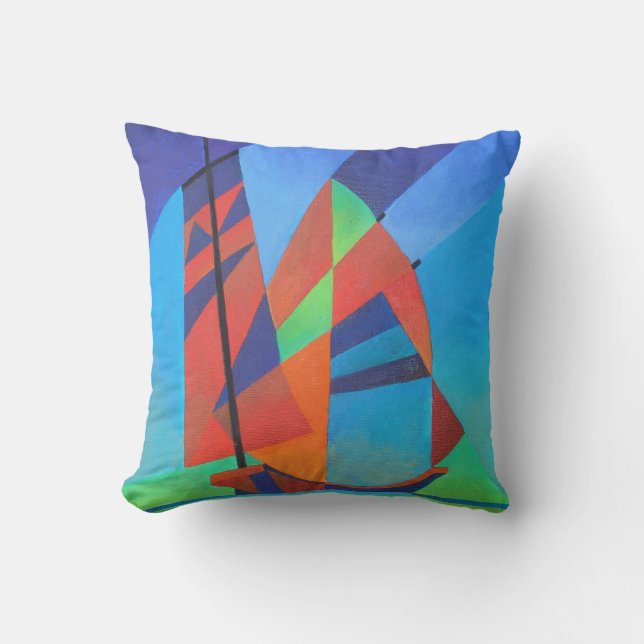Coussin Bateau Abstrait Art Junk contre Deep Blue Sky (Recto)