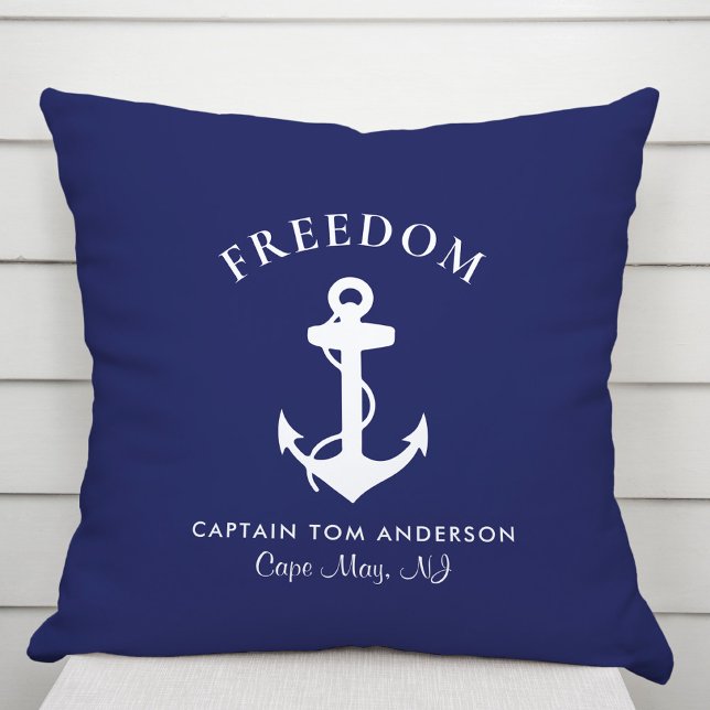 Coussin Bateau Ancre nautique Marine Bleu Capitaine Nom de (Créateur téléchargé)
