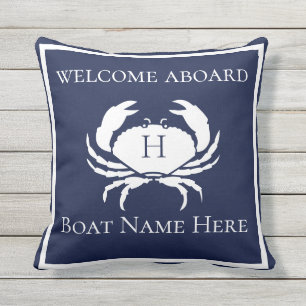 Coussin Bateau bleu marine CRAB marin sur mesure