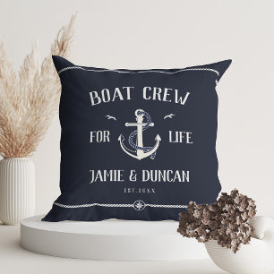 Coussin Bateau Crew For Life Nautique Moderne Nom Personna