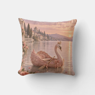 Coussin Bateau cygne à l'eau de rose Coucher de soleil rom